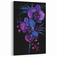Vibrant Neon Orchid Wall Art - Modern Botanical Canvas Print Decor