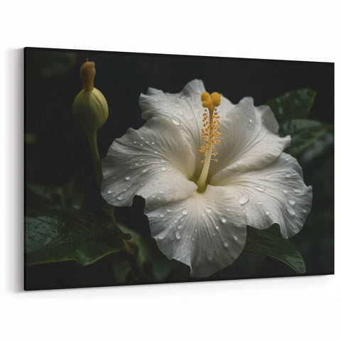 Graceful White Hibiscus Wall Art – Botanical Floral Decor for Your Space