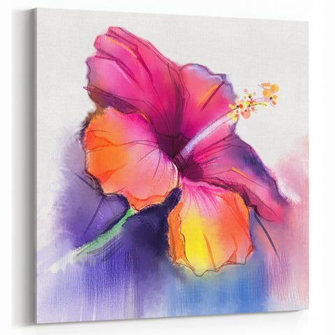 Vibrant Tropical Hibiscus Wall Art – Colorful Botanical Floral Canvas Print