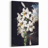 Elegant White Lily Floral Art - Botanical Canvas Print Wall Decor