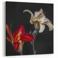 Striking Red and White Lily Art - Floral Canvas Print for Modern Decor