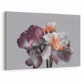 Elegant Iris and Peony Flower Wall Art - Modern Botanical Canvas Print