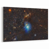 Glowing Blue Nebula Wall Art | Space Canvas Prints | Cosmic Decor