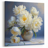 Soft Yellow Peony Wall Art - Elegant Peony Flower Canvas for Home Decor