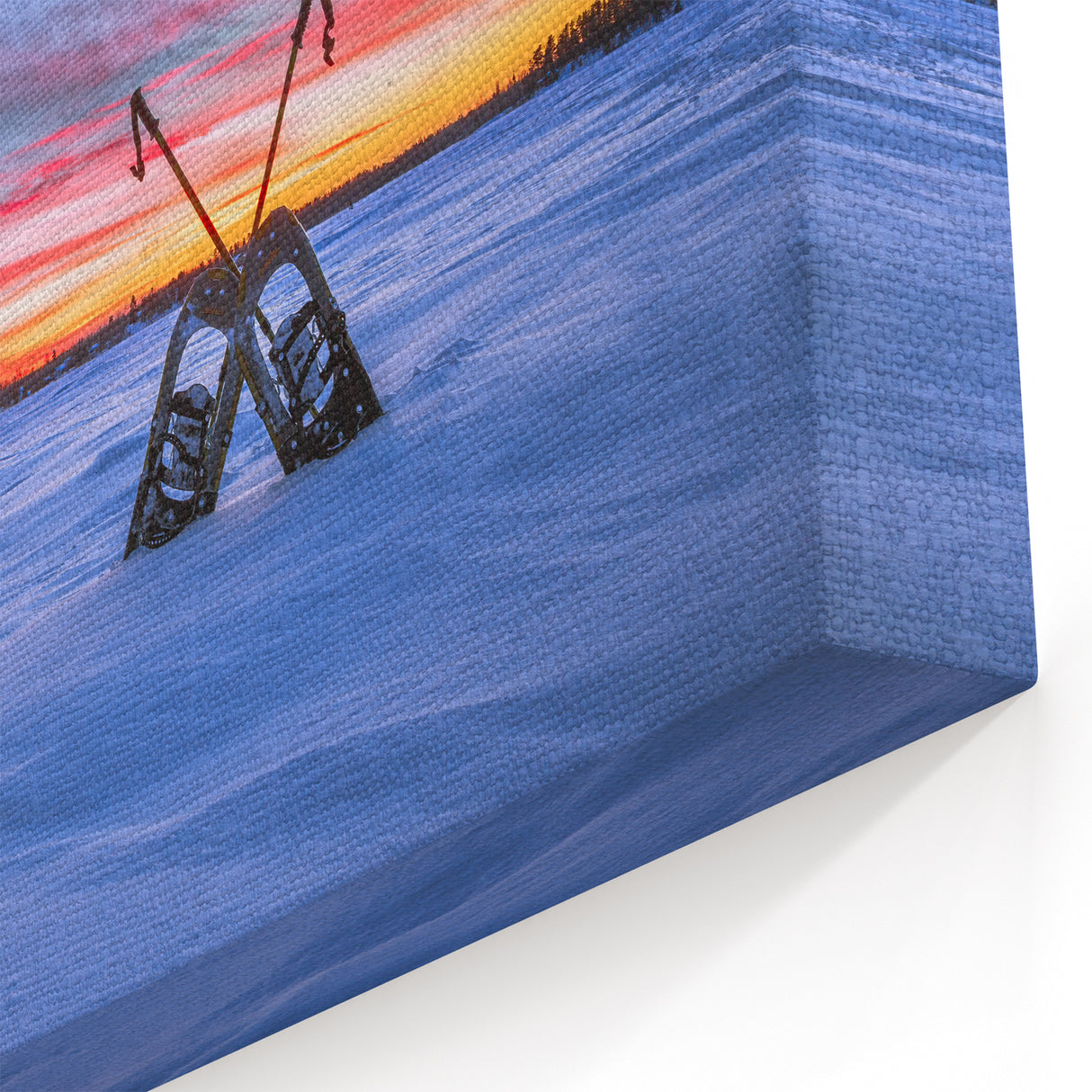 Winter Sunset in Manitoba - Snowshoes in Snow Landscape Wall Art