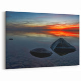 Tranquil Sunset Reflection - Manitoba Lake and Rocks Wall Art Print