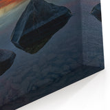 Tranquil Sunset Reflection - Manitoba Lake and Rocks Wall Art Print