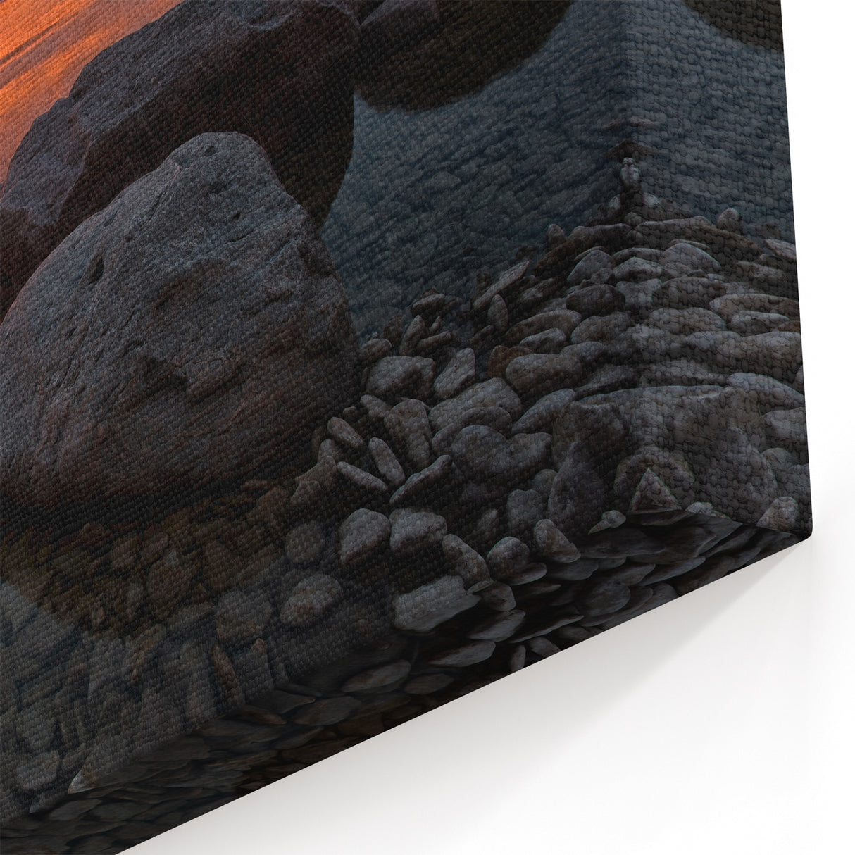 Manitoba Sunset Over Rocks - Serene Lake Reflection Wall Art Print