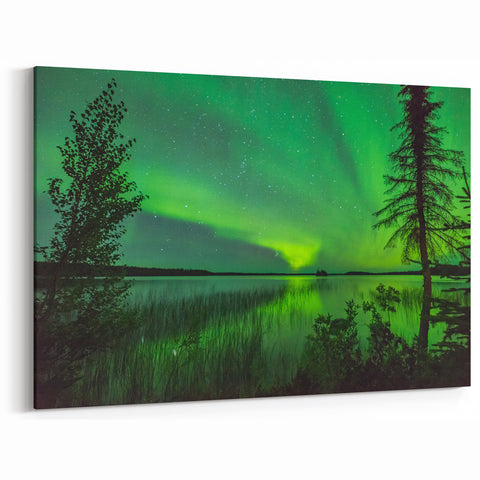 Northern Lights Over Lake - Peaceful Manitoba Aurora Borealis Wall Art