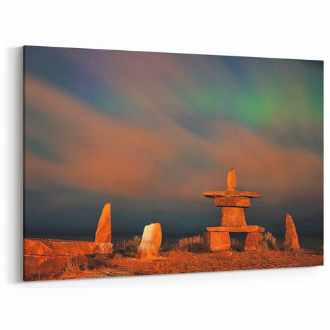 Manitoba Northern Lights and Inukshuk - Stunning Night Sky Wall Art