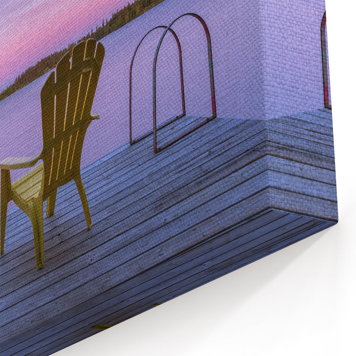 Relaxing Lakeside Evening - Manitoba Dock and Adirondack Chairs Wall Art