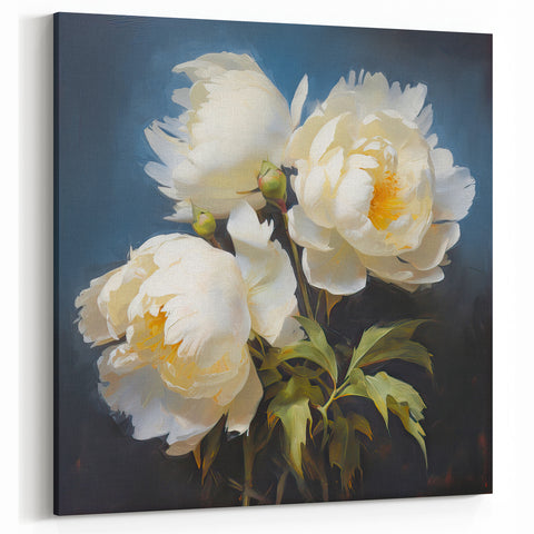 Classic White Peony Wall Art - Timeless Peony Flower Canvas for Home Decor