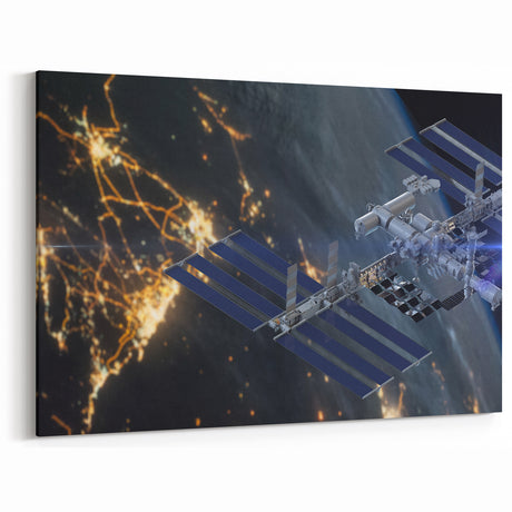Stunning Satellite in Orbit - Cosmic Wall Decor Space-Themed Canvas Art