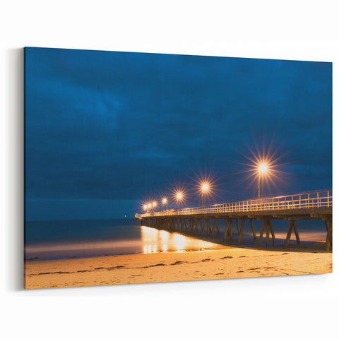 Adelaide Canvas Prints - Nighttime Pier Scene in South Australia Wall Art