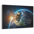 Satellite Over Earth - Stunning Space-Themed Canvas Art for Home Decor