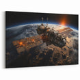 Satellite at Sunrise - Cosmic Wall Decor Space-Themed Canvas Art