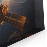 Satellite at Sunrise Over Earth - Stunning Cosmic Wall Decor Art