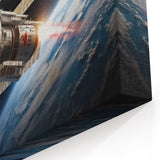 Satellite Launch Over Earth - Space-Themed Wall Art for Home Decor