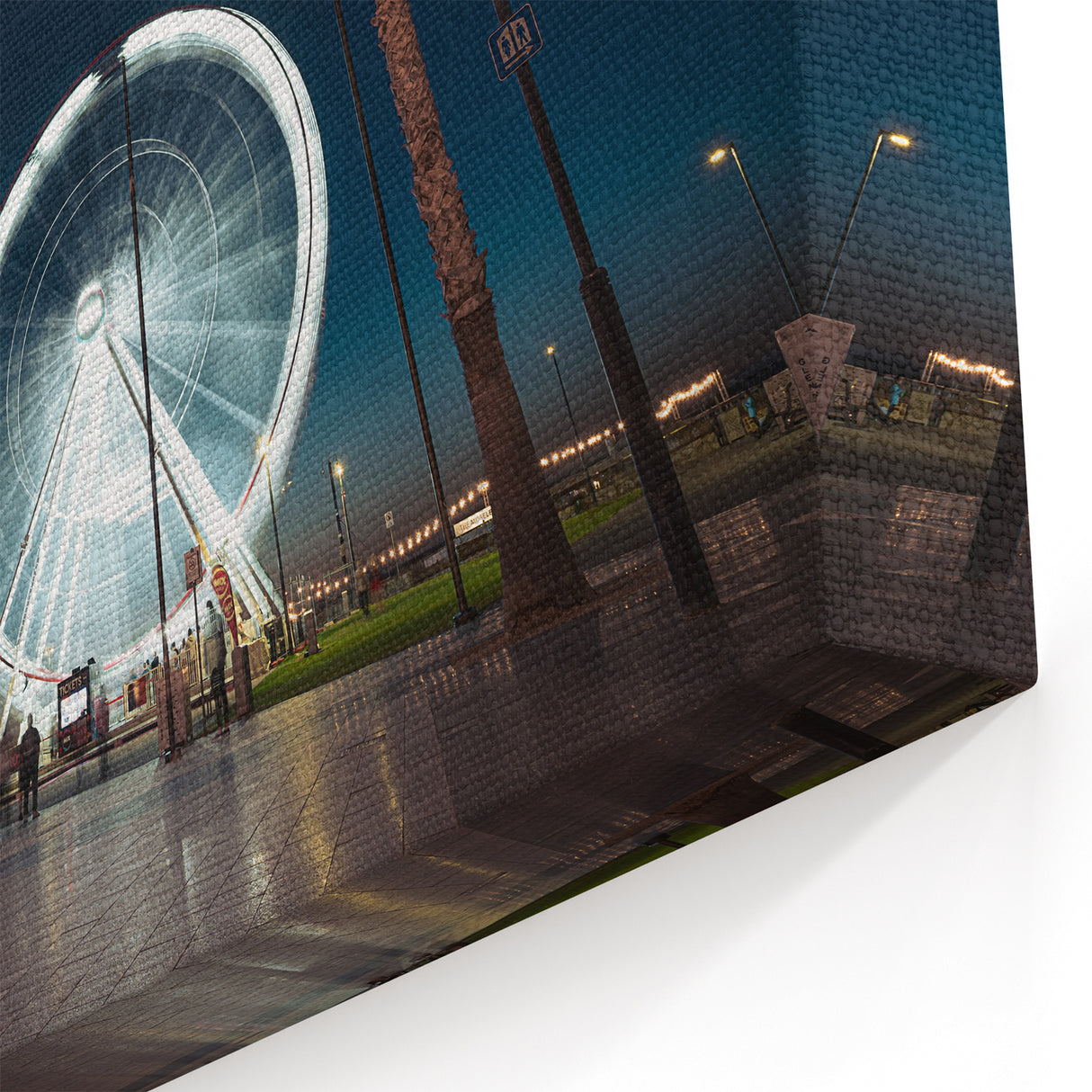 Adelaide Cityscape Prints - Ferris Wheel and Monument Night Scene Wall Art