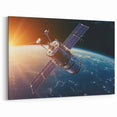 Satellite Orbiting at Sunrise - Cosmic Wall Art for Space Enthusiasts