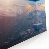 Satellite Over Earth with Sunrise - Stunning Cosmic Wall Art Decor
