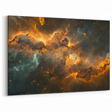 Golden Nebula Explosion Art - Space-Themed Cosmic Wall Decor Print