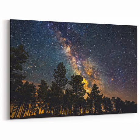 Starry Forest Sky Art - Milky Way Galaxy Wall Decor for Nature Lovers