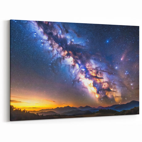 Milky Way Galaxy Sunset Art - Cosmic Starry Sky Wall Decor for Homes