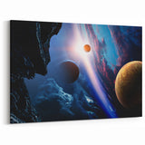 Planetary Sunrise and Moonscape Art - Cosmic Space Wall Decor