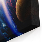 Planetary Sunrise and Moonscape Art - Cosmic Space Wall Decor