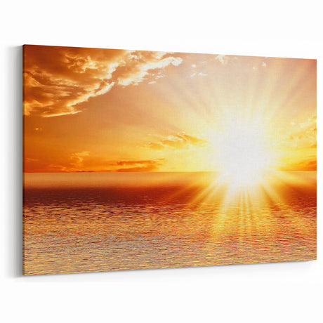Golden Sunset Over Ocean – Stunning Sun Wall Art on Canvas or Acrylic