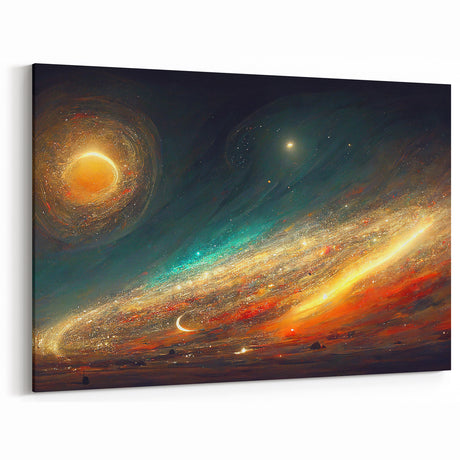 Cosmic Sun in Deep Space – Ethereal Sun Wall Art with Galaxy Elements