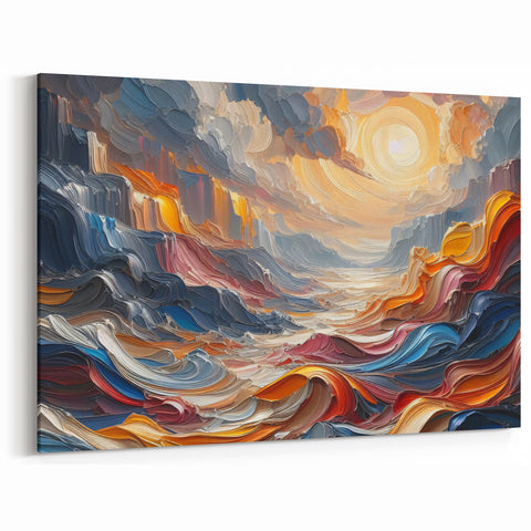 Abstract Sun and Landscape – Bold Sun Wall Art with Dynamic Waves