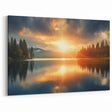 Serene Sunset Over Lake – Peaceful Sun Wall Art with Forest Reflections