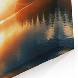 Serene Sunset Over Lake – Peaceful Sun Wall Art with Forest Reflections
