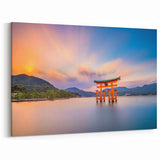 Japanese Scenery Wall Art – Peaceful Torii Gate with Stunning Sunset Sky