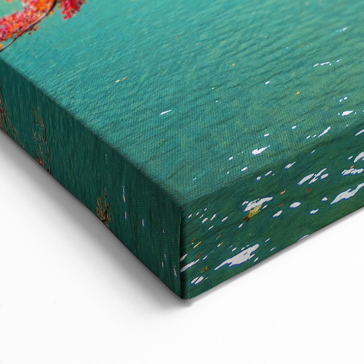 Japanese Scenery Wall Art – Autumn Foliage and Boat on Serene River