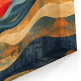 Abstract Red Sun and Waves – Modern Sun Wall Art with Bold Colors