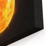 Detailed Sun in Space – Fiery Sun Wall Art with Solar Flares and Stars