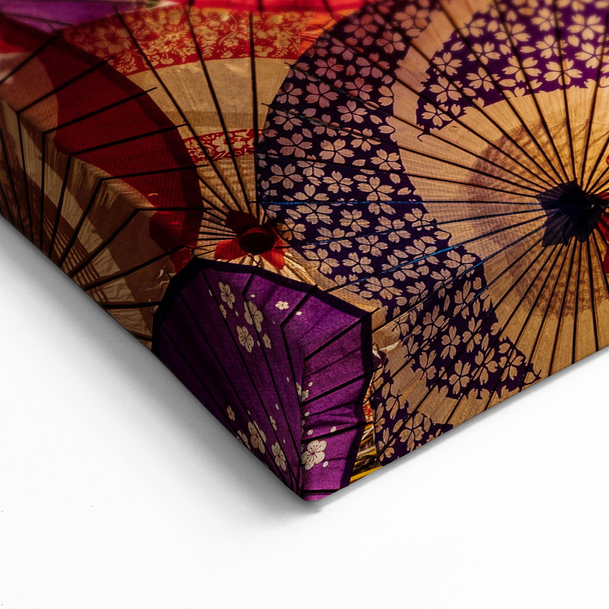 Traditional Japanese Umbrella Art – Vibrant Wall Art with Rich Colors