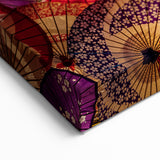 Traditional Japanese Umbrella Art – Vibrant Wall Art with Rich Colors