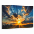 Vibrant Sunset Over Field – Stunning Sun Wall Art with Dramatic Sky