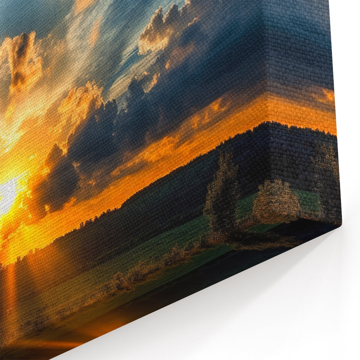 Vibrant Sunset Over Field – Stunning Sun Wall Art with Dramatic Sky