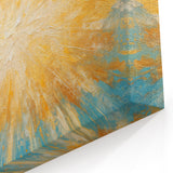 Radiant Sunburst Explosion – Abstract Sun Wall Art with Gold and Blue