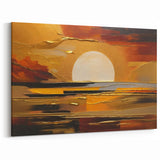 Abstract White Sun Over Golden Horizon – Modern Sun Wall Art