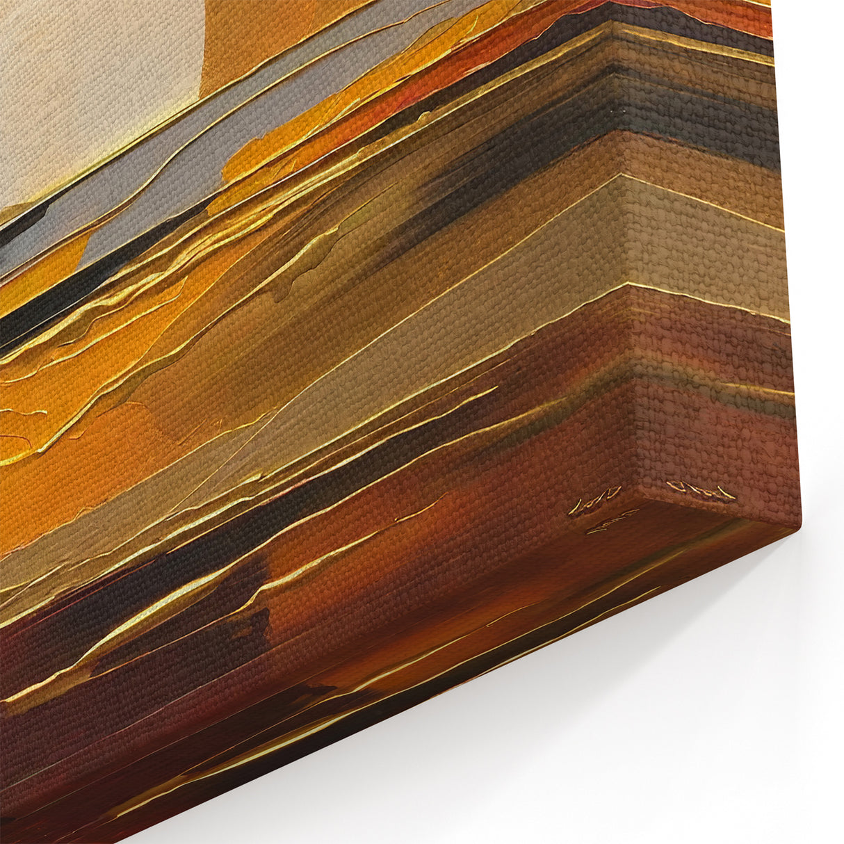Abstract White Sun Over Golden Horizon – Modern Sun Wall Art