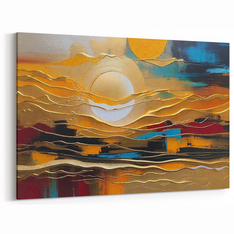 Abstract Golden Sun – Dynamic Sun Wall Art with Warm and Bold Colors
