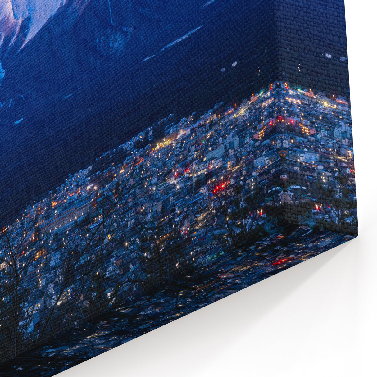 Mount Fuji Night View Art Print – Majestic Mountain Under Blue Twilight