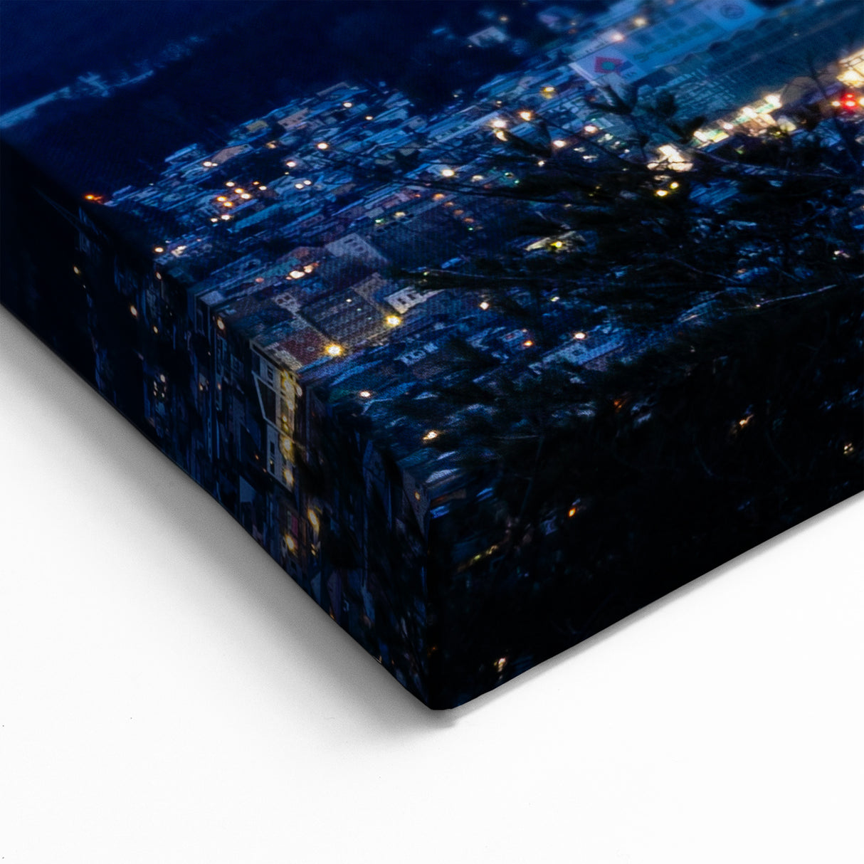 Mount Fuji Night View Art Print – Majestic Mountain Under Blue Twilight