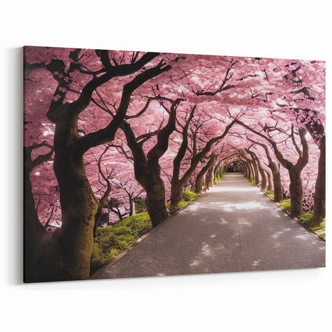Cherry Blossom Tunnel Art Print – Serene Japanese Path with Sakura Trees